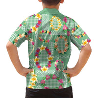Hawaiian Leis Family Matching Tank Maxi Dress and Hawaiian Shirt Kakau Tattoos and Palaka Pastel Green Color LT03 - Polynesian Pride