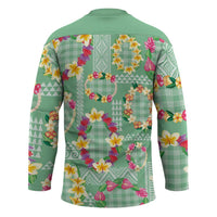 Hawaiian Leis Hockey Jersey Kakau Tattoos and Palaka Pastel Green Color LT03 - Polynesian Pride