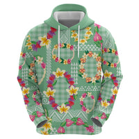 Hawaiian Leis Hoodie Kakau Tattoos and Palaka Pastel Green Color LT03 - Polynesian Pride