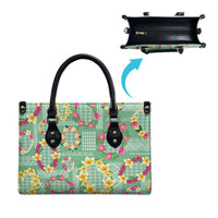 Hawaiian Leis Leather Bag Kakau Tattoos and Palaka Pastel Green Color LT03 - Polynesian Pride