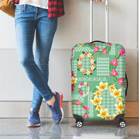 Hawaiian Leis Luggage Cover Kakau Tattoos and Palaka Pastel Green Color LT03 - Polynesian Pride