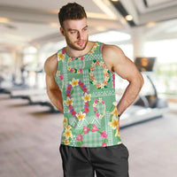 Hawaiian Leis Men Tank Top Kakau Tattoos and Palaka Pastel Green Color LT03 Green - Polynesian Pride