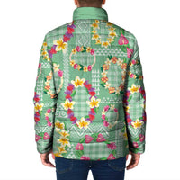 Hawaiian Leis Padded Jacket Kakau Tattoos and Palaka Pastel Green Color LT03 - Polynesian Pride