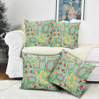 Hawaiian Leis Pillow Cover Kakau Tattoos and Palaka Pastel Green Color LT03 - Polynesian Pride