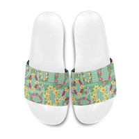 Hawaiian Leis Slide Sandals Kakau Tattoos and Palaka Pastel Green Color LT03 Green - Polynesian Pride