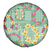 Hawaiian Leis Spare Tire Cover Kakau Tattoos and Palaka Pastel Green Color LT03 - Polynesian Pride