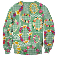 Hawaiian Leis Sweatshirt Kakau Tattoos and Palaka Pastel Green Color LT03 - Polynesian Pride