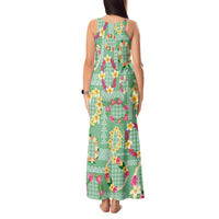 Hawaiian Leis Tank Maxi Dress Kakau Tattoos and Palaka Pastel Green Color LT03 - Polynesian Pride