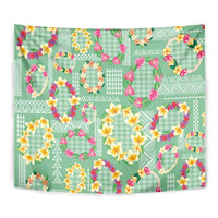 Hawaiian Leis Tapestry Kakau Tattoos and Palaka Pastel Green Color LT03 - Polynesian Pride