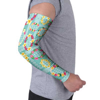 Hawaiian Leis Arm Sleeves Kakau Tattoos and Palaka Pastel Teal Color