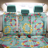 Hawaiian Leis Back Car Seat Cover Kakau Tattoos and Palaka Pastel Teal Color