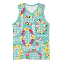 Hawaiian Leis Basketball Jersey Kakau Tattoos and Palaka Pastel Teal Color LT03 Unisex Teal - Polynesian Pride