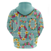 Hawaiian Leis Hoodie Kakau Tattoos and Palaka Pastel Teal Color LT03 - Polynesian Pride