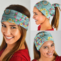 Hawaiian Leis Neck Gaiter Kakau Tattoos and Palaka Pastel Teal Color
