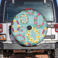 Hawaiian Leis Spare Tire Cover Kakau Tattoos and Palaka Pastel Teal Color LT03 Teal - Polynesian Pride