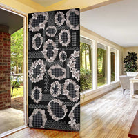 Hawaiian Leis Door Cover Kakau Tattoos and Palaka Pastel Grayscale LT03 - Polynesian Pride