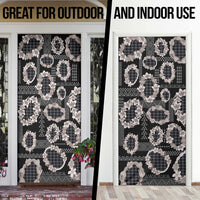 Hawaiian Leis Door Cover Kakau Tattoos and Palaka Pastel Grayscale LT03 - Polynesian Pride