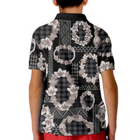 Hawaiian Leis Kid Polo Shirt Kakau Tattoos and Palaka Pastel Grayscale