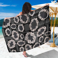 Hawaiian Leis Sarong Kakau Tattoos and Palaka Pastel Grayscale LT03 One Size 44 x 66 inches Black - Polynesian Pride