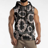 Hawaiian Leis Sleeveless Hoodie Kakau Tattoos and Palaka Pastel Grayscale LT03 - Polynesian Pride