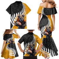 New Zealand and Australia Rugby Family Matching Mermaid Dress and Hawaiian Shirt Koala and Maori Warrior Together LT03 - Polynesian Pride