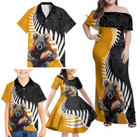 New Zealand and Australia Rugby Family Matching Off Shoulder Maxi Dress and Hawaiian Shirt Koala and Maori Warrior Together LT03 - Polynesian Pride