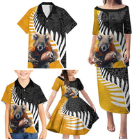 New Zealand and Australia Rugby Family Matching Puletasi and Hawaiian Shirt Koala and Maori Warrior Together LT03 - Polynesian Pride