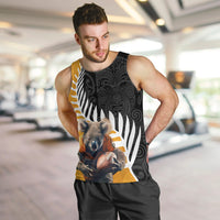 New Zealand and Australia Rugby Men Tank Top Koala and Maori Warrior Together LT03 Black - Polynesian Pride