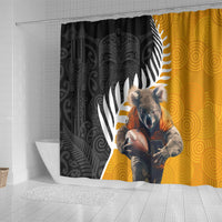 New Zealand and Australia Rugby Shower Curtain Koala and Maori Warrior Together LT03 - Polynesian Pride