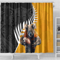 New Zealand and Australia Rugby Shower Curtain Koala and Maori Warrior Together LT03 - Polynesian Pride