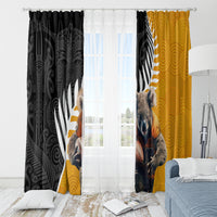 New Zealand and Australia Rugby Window Curtain Koala and Maori Warrior Together