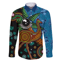 Fiji and Australia Family Matching Off Shoulder Maxi Dress and Hawaiian Shirt Palm Tree and Abogirinal Emu