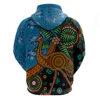 Fiji and Australia Hoodie Palm Tree and Abogirinal Emu LT03 - Polynesian Pride