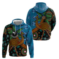 Fiji and Australia Hoodie Palm Tree and Abogirinal Emu LT03 - Polynesian Pride