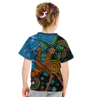 Fiji and Australia Kid T Shirt Palm Tree and Abogirinal Emu LT03 - Polynesian Pride