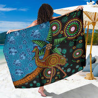 Fiji and Australia Sarong Palm Tree and Abogirinal Emu LT03 One Size 44 x 66 inches Blue - Polynesian Pride