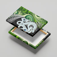 New Zealand Koru Natural Canvas Wall Art Manaia and Silver Fern Maori Pattern