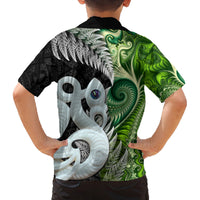 New Zealand Koru Natural Family Matching Summer Maxi Dress and Hawaiian Shirt Manaia and Silver Fern Maori Pattern LT03 - Polynesian Pride