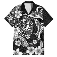 Guam Dolphins Tribal Tattoo Family Matching Long Sleeve Bodycon Dress and Hawaiian Shirt Polynesian Art and Tropical Flower Grayscale