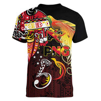 Papua New Guinea 2025 Women V-Neck T-Shirt 50th Independence Day Anniversary LT03 - Polynesian Pride
