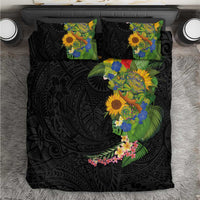 Hawaiian Tropical Plants and Chameleon Bedding Set Polynesian Art Colorful - Polynesian Pride