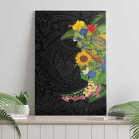 Hawaiian Tropical Plants and Chameleon Canvas Wall Art Polynesian Art Colorful - Polynesian Pride