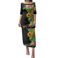 Hawaiian Tropical Plants and Chameleon Family Matching Puletasi and Hawaiian Shirt Polynesian Art Colorful - Polynesian Pride