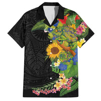 Hawaiian Tropical Plants and Chameleon Family Matching Summer Maxi Dress and Hawaiian Shirt Polynesian Art Colorful - Polynesian Pride