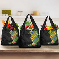 Hawaiian Tropical Plants and Chameleon Grocery Bag Polynesian Art Colorful - Polynesian Pride