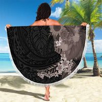 Hawaiian Tropical Plants and Chameleon Beach Blanket Polynesian Art Grayscale - Polynesian Pride