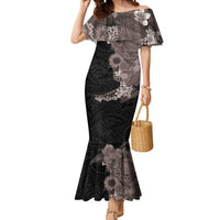 Hawaiian Tropical Plants and Chameleon Mermaid Dress Polynesian Art Grayscale - Polynesian Pride