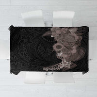 Hawaiian Tropical Plants and Chameleon Tablecloth Polynesian Art Grayscale - Polynesian Pride