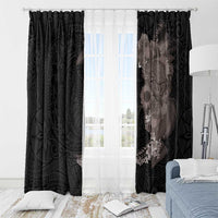 Hawaiian Tropical Plants and Chameleon Window Curtain Polynesian Art Grayscale - Polynesian Pride