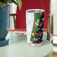 Hawaiian Tropical Flowers and Leaves Tumbler Cup on Leopard Pattern Half Style White-Black Version - Polynesian Pride